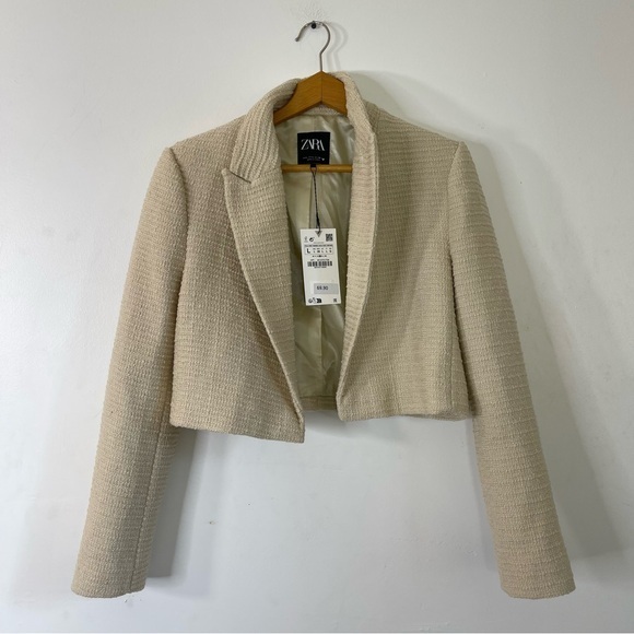 Zara‎ Cropped Textured Blazer Biscuit Blogger’s Favorite - Picture 11 of 12